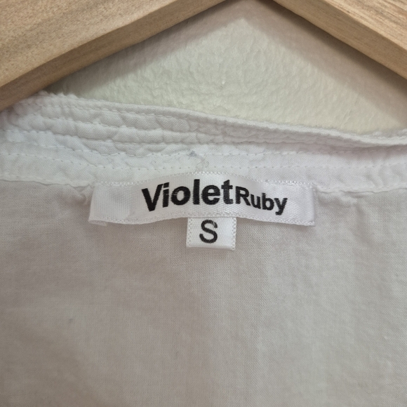 Violet Ruby Women’s White Embroidered Cotton Boho Blouse – Size S - Picture 5 of 7